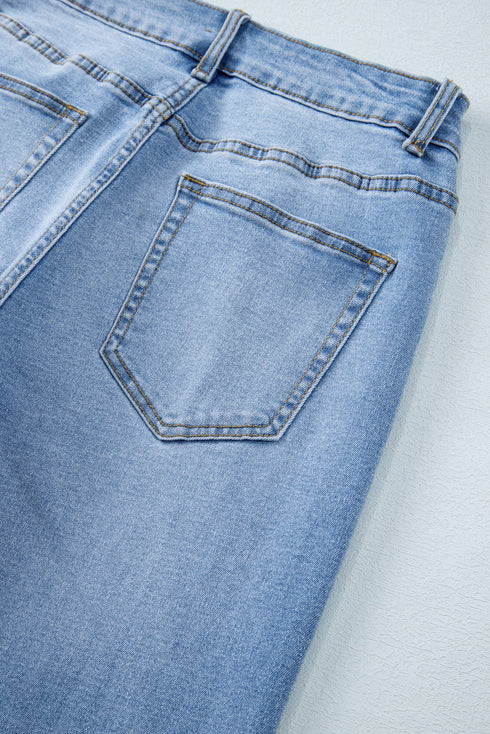 Raw Hem High Waist Straight Leg Loose Jeans